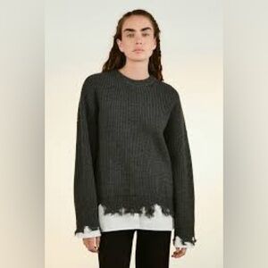MSGM Milano black wool frayed sweater
